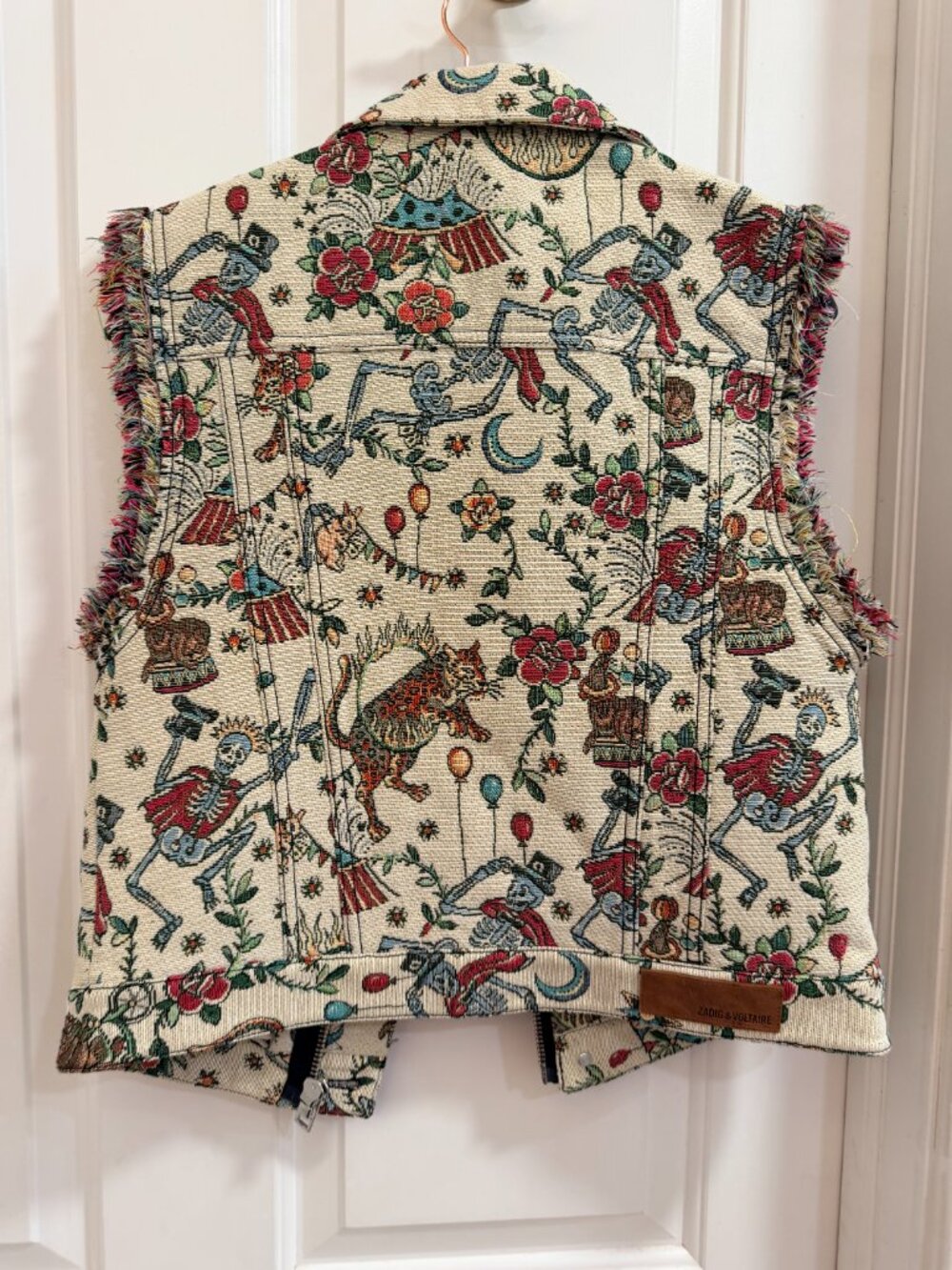 Zadig & Voltaire Kio Deluxe Tapestry Fringe Vest M - Picture 8 of 14
